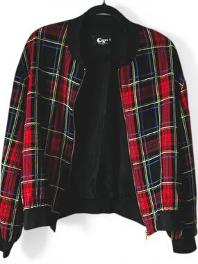 Vintage Clichy Paris Star Plaid Bomber Jacket 12 M Montreal Canada